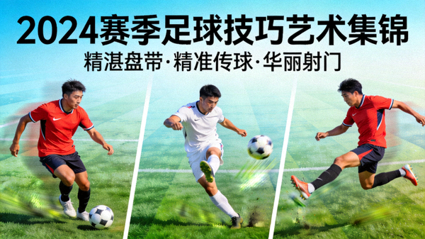 2024赛季足球技巧艺术集锦封面，展示球员精湛盘带、精准传球与华丽射门的瞬间合集