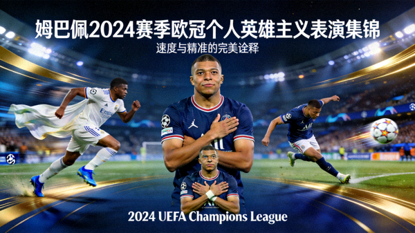 姆巴佩2024赛季欧冠个人英雄主义表演集锦封面，展示其高速突破、精准射门与庆祝动作